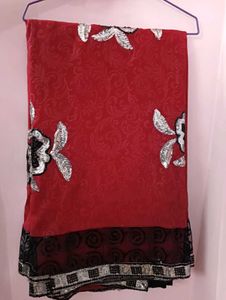 Elegant Red Embellished Saree