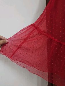 Red Polka Dot Mesh skirt