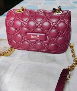 INC.5 Women Wine Quilted Sling Bag