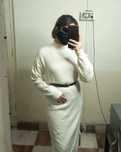 Cream Knit Midi Dress