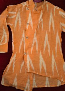 Peach Ikkat Boys Kurta
