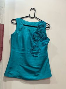 Teal Sleeveless Corset Top