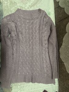 Lavender Cable Knit Mock Neck Sweater