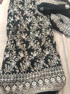Elegant Black Embroidered Dress Material