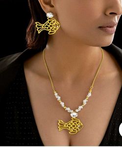 Anti Turnish Golden Fish Necklace Set