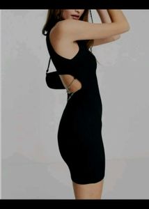 BERSHKA Black w gold chains Bodycon Mini Dress