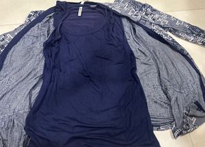 Blue top with cardigan