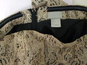 H &amp; M Beige Lace Overlay Sleevless  Black Bow