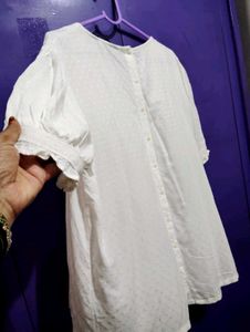 White Swiss Dot Peasant Top - WAX