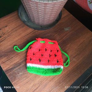 Watermelon Crochet Pouch