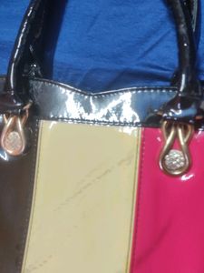 Pink White  Strips In Black Bag