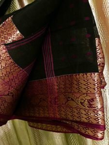 Beautiful Black Cotton Saree🖤🥀