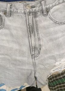 Distressed Denim Grey Shorts
