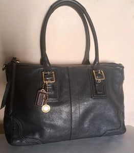 Classic Black Coach Leather Satchel Handbag