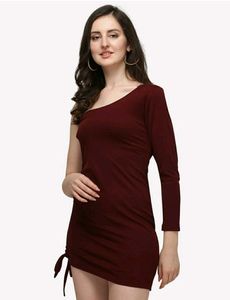 Burgundy One-Shoulder Mini Dress