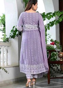 Lavender Anarkali 3 Piece Suit Set