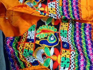 Orange Embroidered Kurta Navratri Kediyu