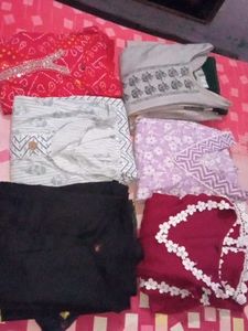 Set of 6 Cotton Kurtas 34 Size  With Duptta
