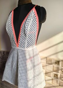 White Grid Mini Dress Size S/M