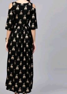 Elegant Black Printed Dress
