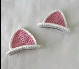 Crochet Cat Ear Hair Clips 🐱
