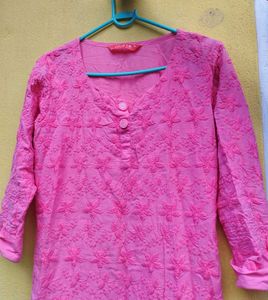Pink Embroidered Kurta