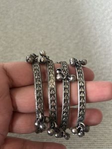 Oxidized Silver Jingle Bell Bangles
