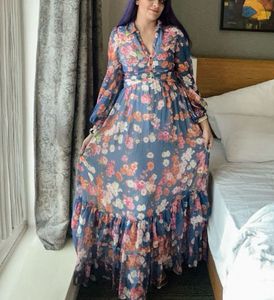 Timo Chiffon Maxi Dress - Blue Poppy