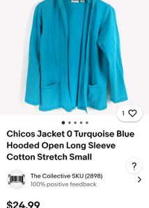 Blue Hooded Open Cardigan