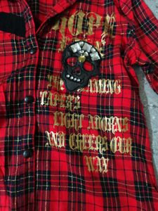 Checkered Skull detail Punk Shirt