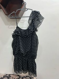 Polka Dot One-Shoulder Top