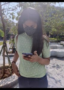 Green Polka Dots Turtle Neck Tee