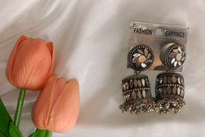 Mirror Jhumka Earrings