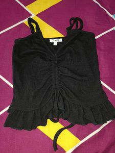 Black Ruffle Cami Top