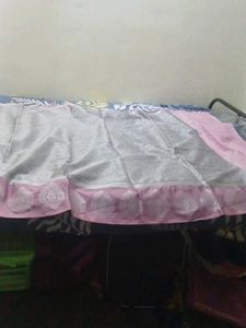 Elegant Pink &amp; Silver Saree