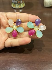Gemstone Flower Earrings