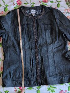 Chico's Denim Jacket with Embellishments