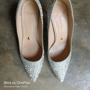 Elegant Silver Embellished Heels