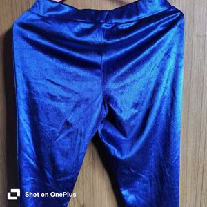 premium Blue Velvet Leggings