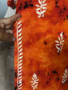 Orange Embroidered Kurta