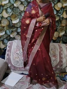 Maroon Embroidered Saree