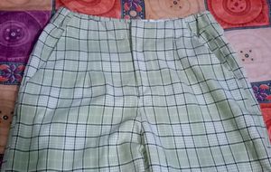 Green Plaid Flared Pants