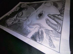 Krishna &amp; Cow Sketch - Hand-Drawn Art