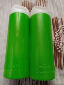 Quechua Green Water Bottles (Set of 2) with shaker