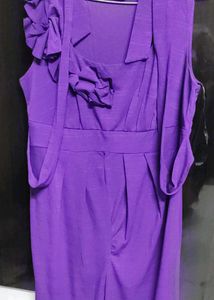 Purple elle ruffle front belted halter mini dress