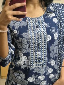 Cotton Top Dupatta Bottom Set With Mirrorwork