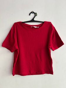 Red Ribbed Crop Top