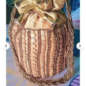 Golden Beaded Pouch