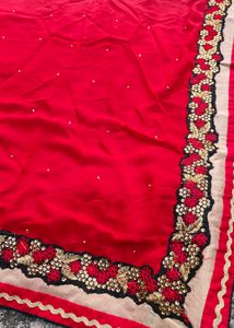 🎊🧿Diwali special Elegant Red &amp; Beige Saree