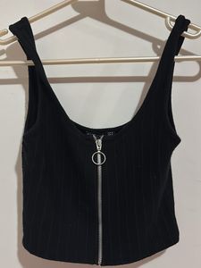 Black Zip Up Crop Top